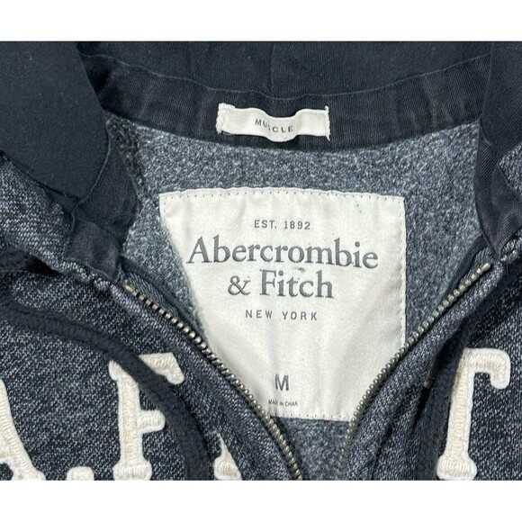 Y2K Abercrombie & Fitch Muscle Grunge Skateboard Mens Medium Zip Up Hoodie - Picture 4 of 9
